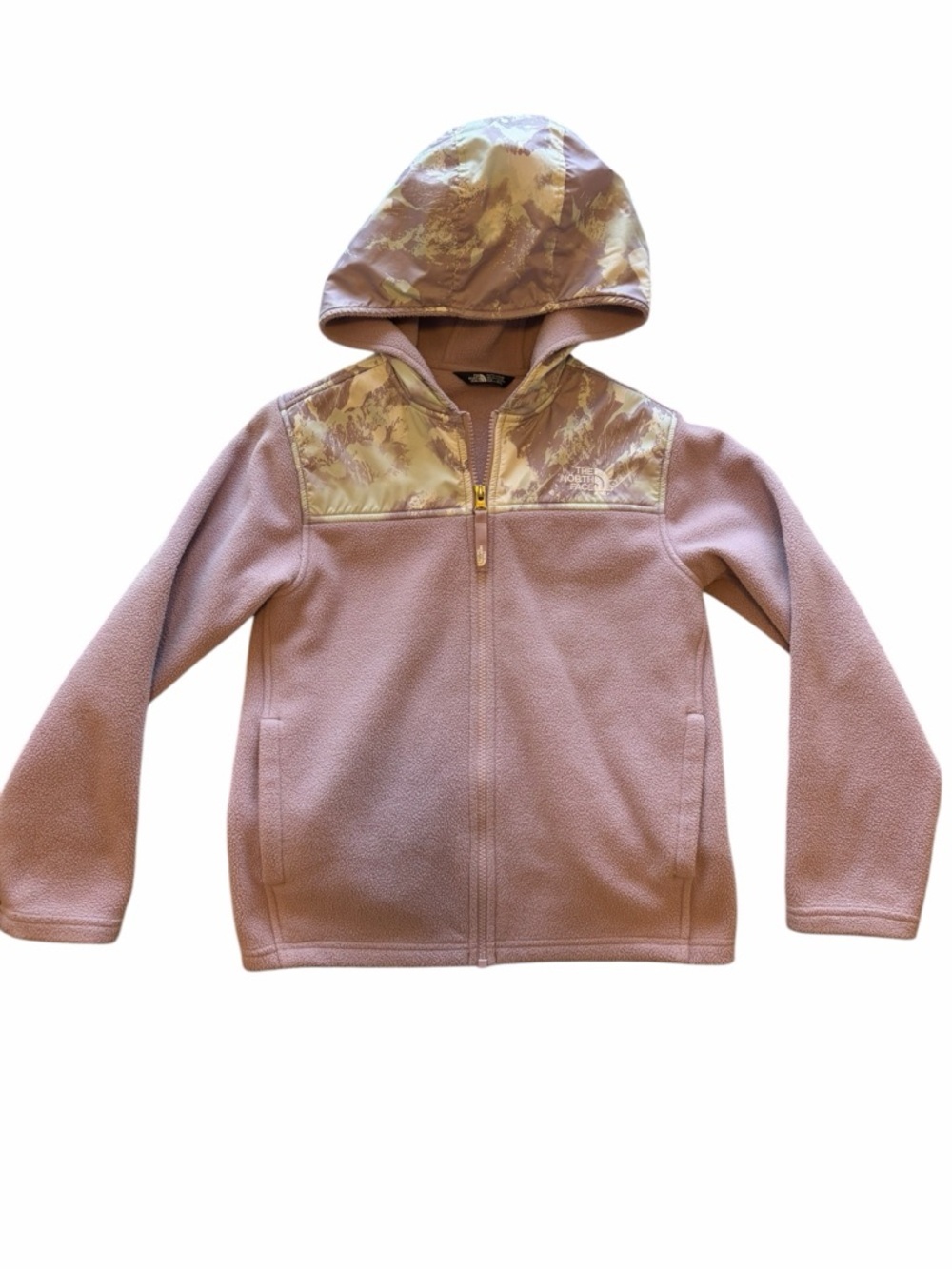 The North Face Kids Hooded Fleece Jacket - Lavender Purple with mountain theme - Picture 1 of 4